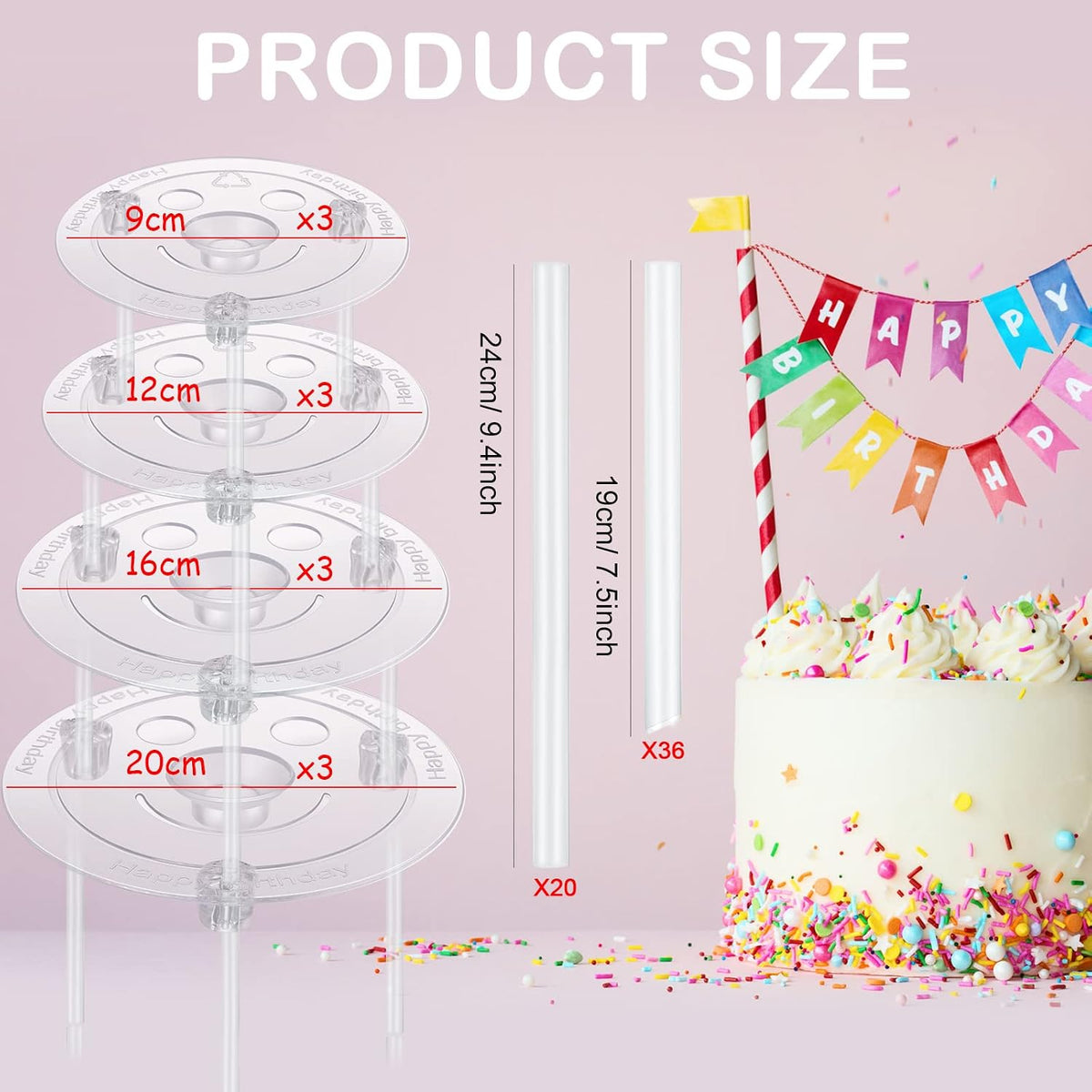 Marsui tiered cake stacking kit contents