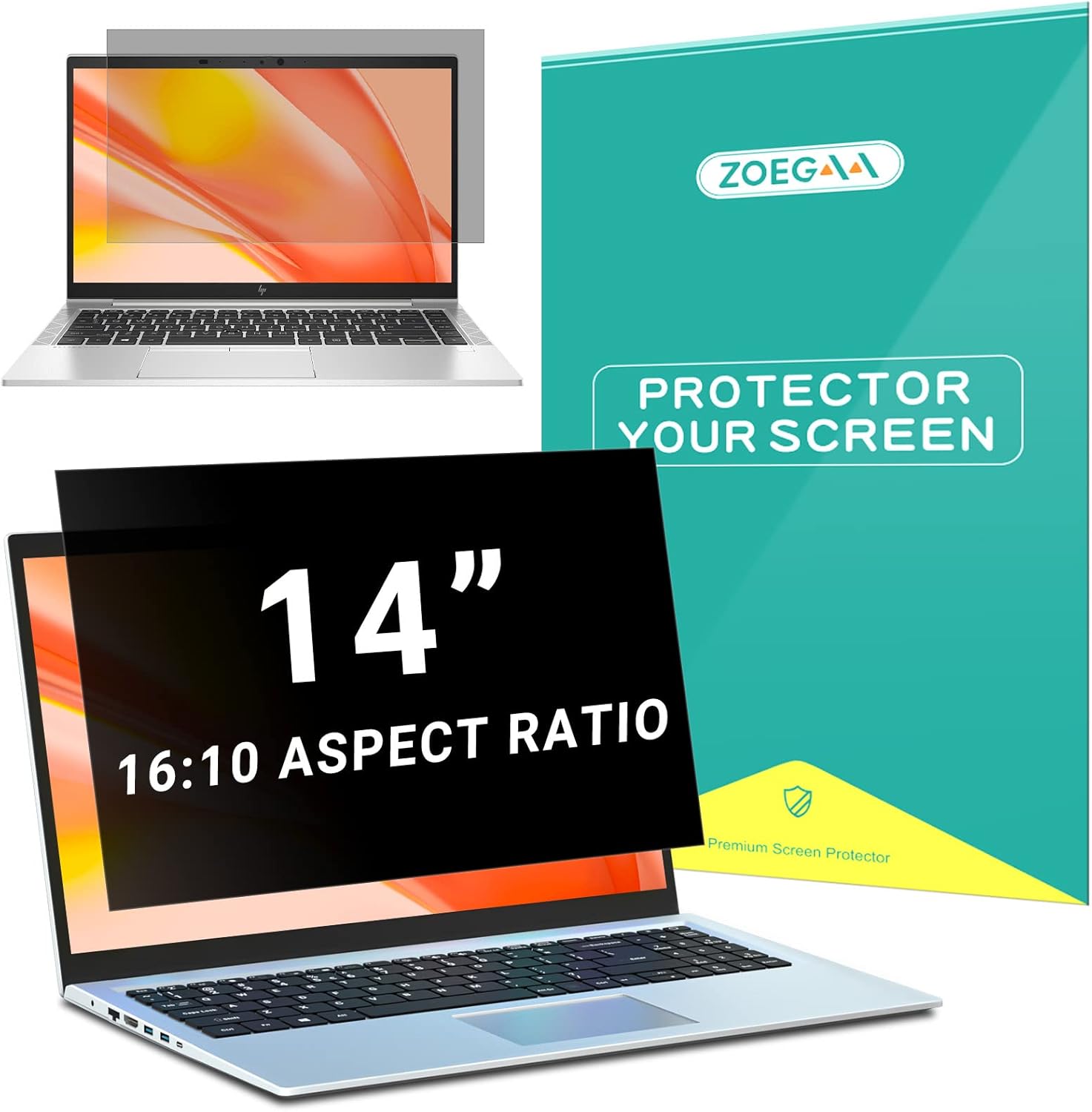ZOEGAA Laptop Privacy Screen 14 Inch front view showing clear display alignment