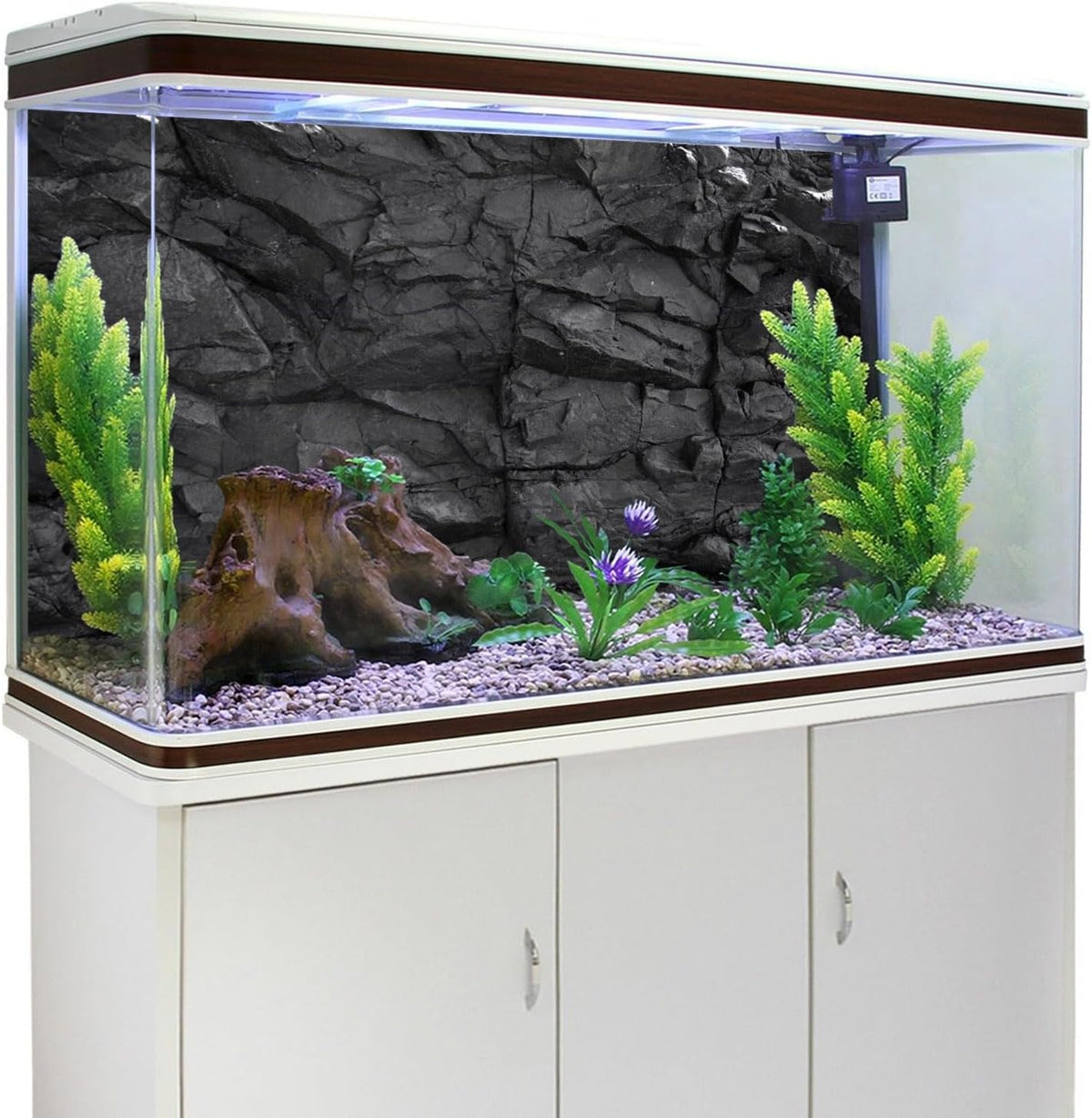 AWERT rocky fish tank backdrop with double-sided adhesive tape.