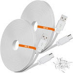 Weishan 30 feet USB C power extension cable 2-pack front view showcasing the white flat cord design.