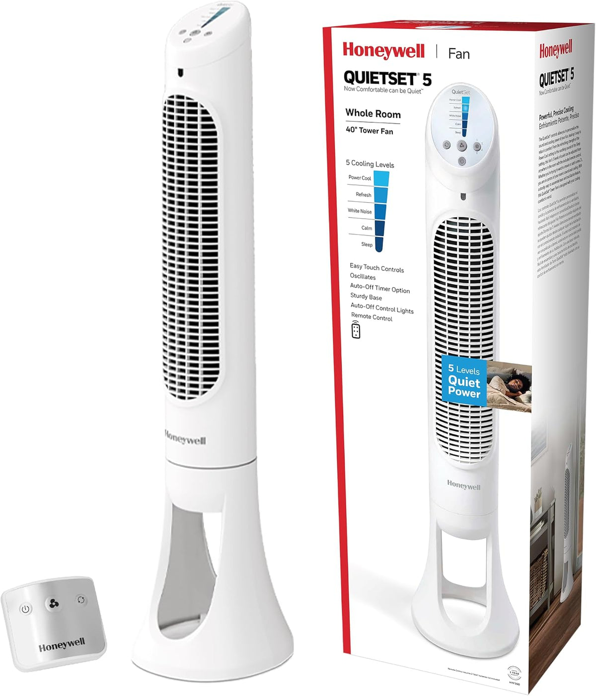 Honeywell QuietSet Whole Room Tower Fan, Oscillating Tower Fan with Remote, Black, HYF290B - Image 9