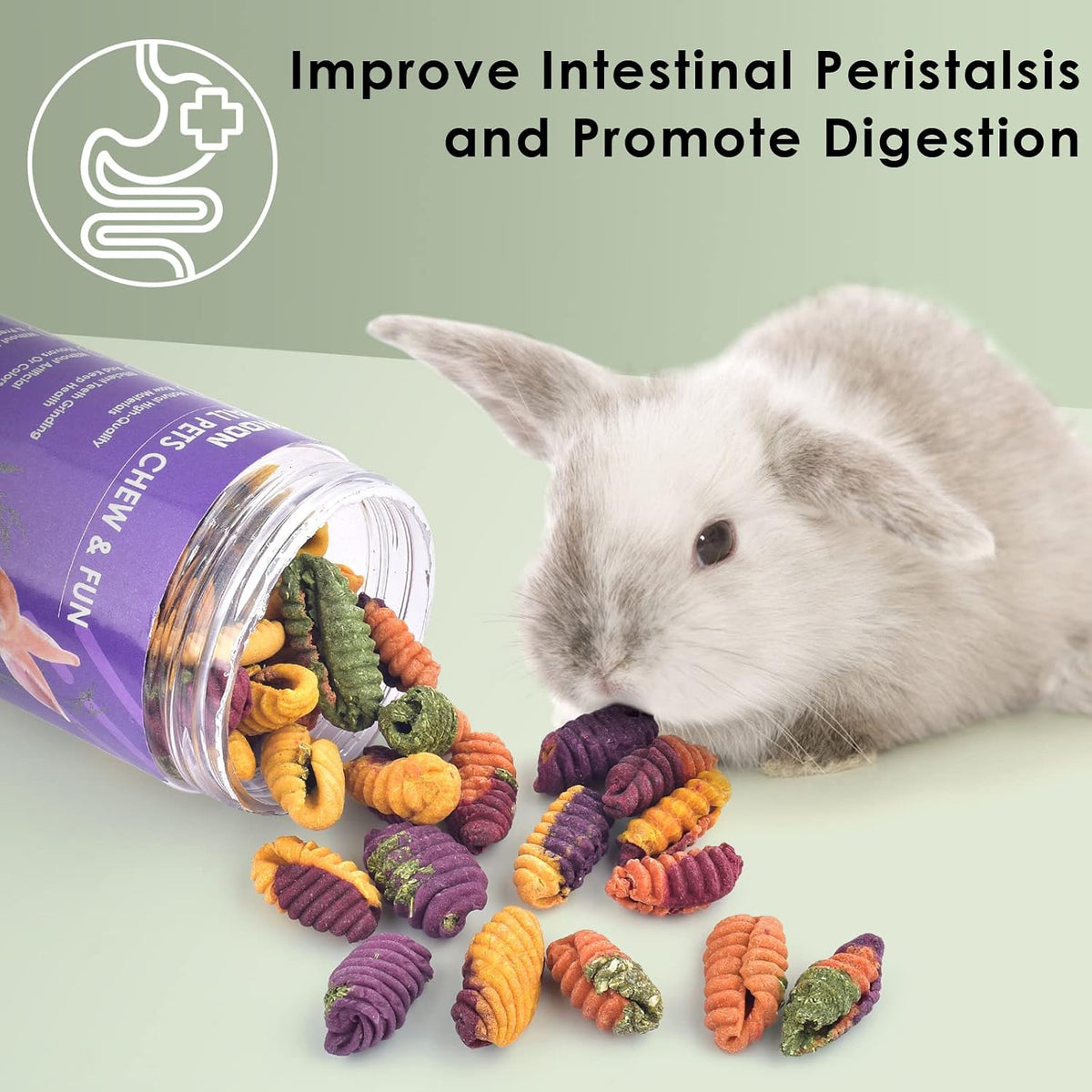 Close up look at the firm texture of ERKOON chinchilla treats for teeth health.