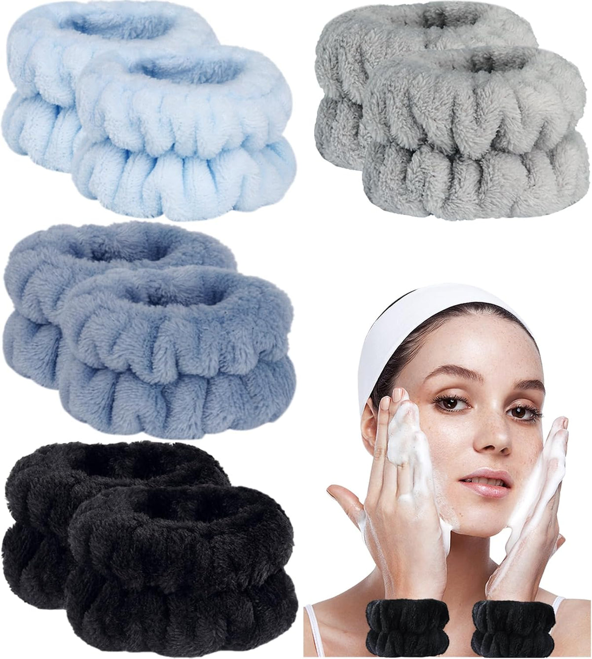Wrist Bands for Washing Face, Arm Face Wash Wristbands, Wrist Towels Cuffs for Washing Face, Wrist Water Catcher, Microfiber Spa Skincare Sweat Wristbands for Women - Image 11