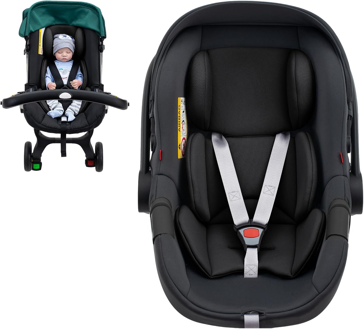Kaseeous infant car seat insert front view black color