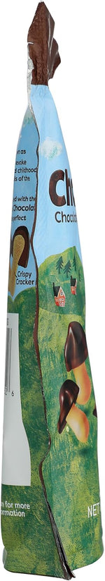 Side view of Meiji Chocorooms showing crispy cracker stem
