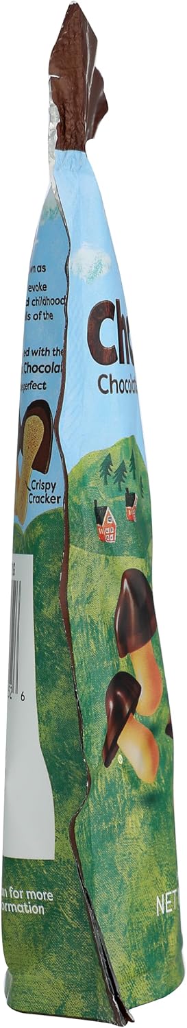 Side view of Meiji Chocorooms showing crispy cracker stem