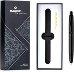 erofa Majohn A1 Press Fountain Pen with Box, Retractable Extra Fine Nib Metal Matte Black Ink Pen with Converter for Writing (No Clip Version) - Image 3