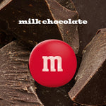 Top angle view of M&M'S Milk Chocolate imported candy bag highlighting the zipper seal