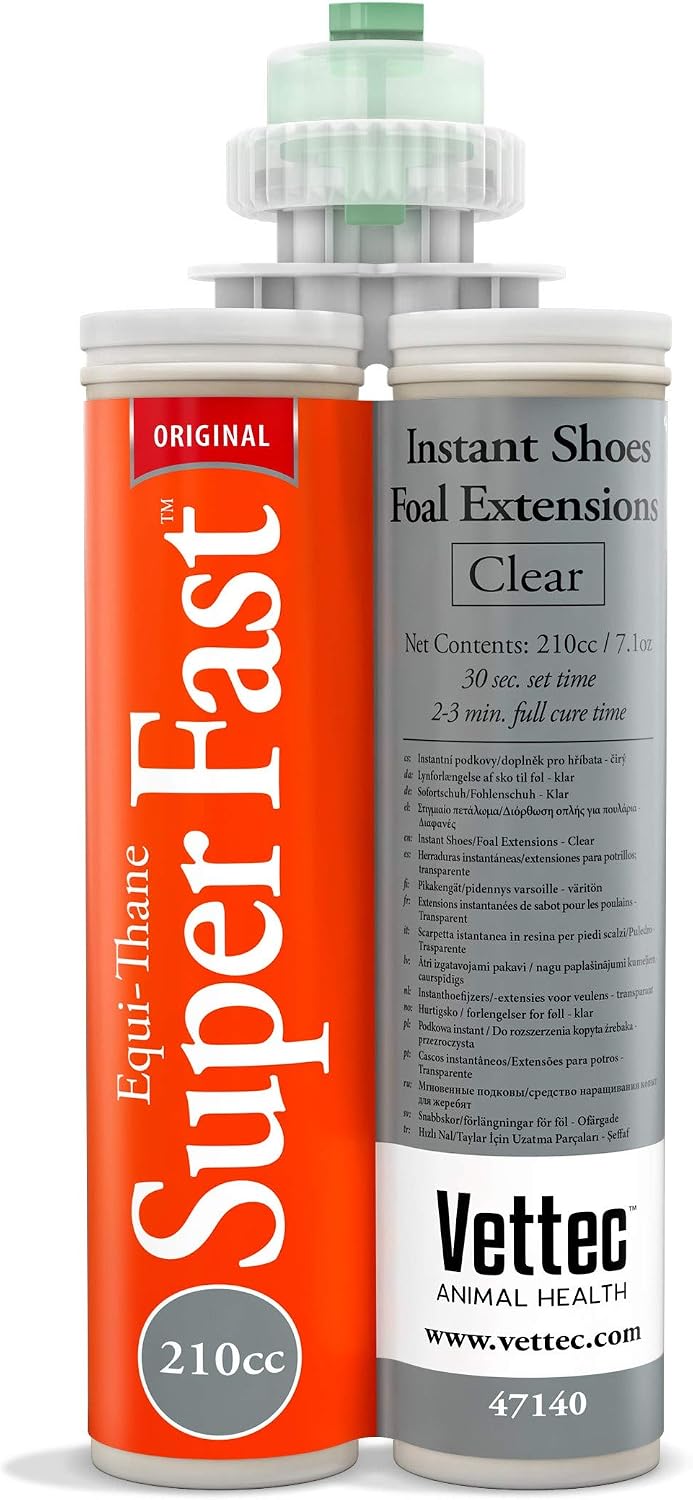 Vettec Super Fast 210cc clear hoof adhesive cartridge front view