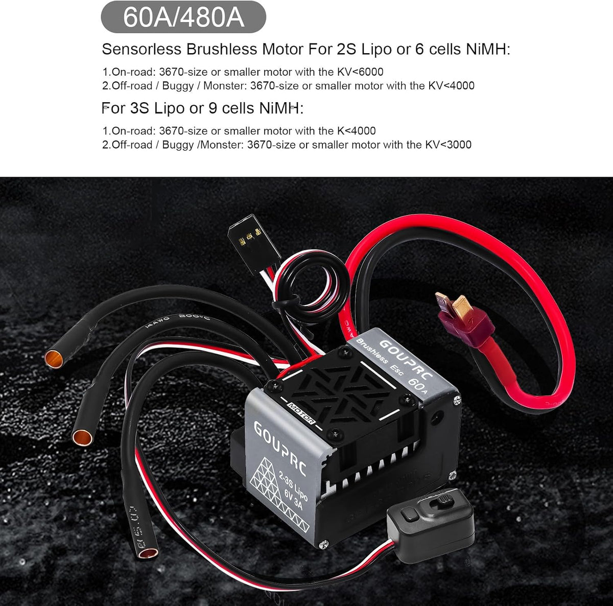 GOUP RC 1-10 scale RC car ESC side profile