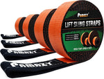 PAMAZY lift sling strap front view showing bright orange webbing and flat eyes