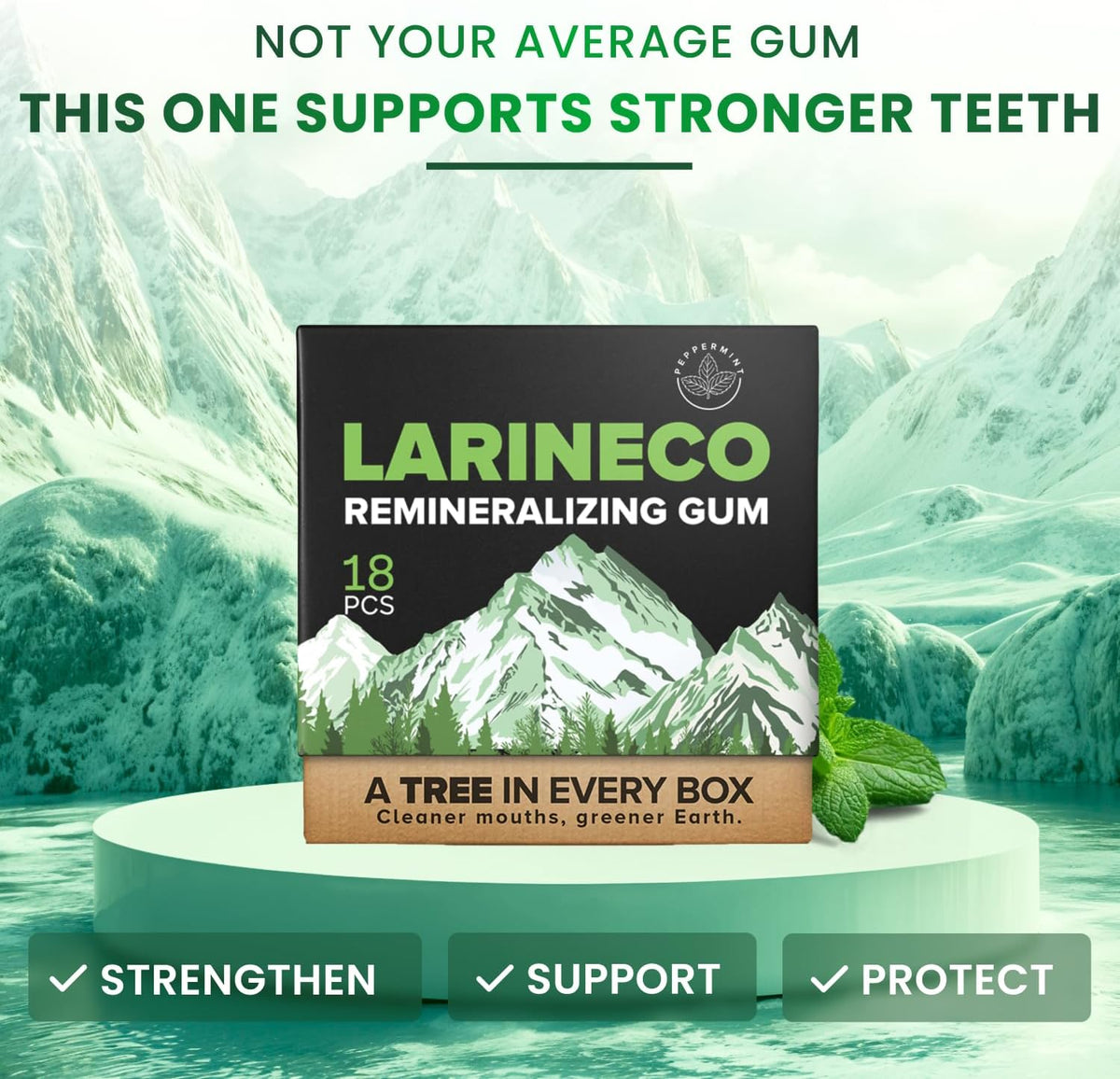 Larineco peppermint sugar-free gum twin pack close up