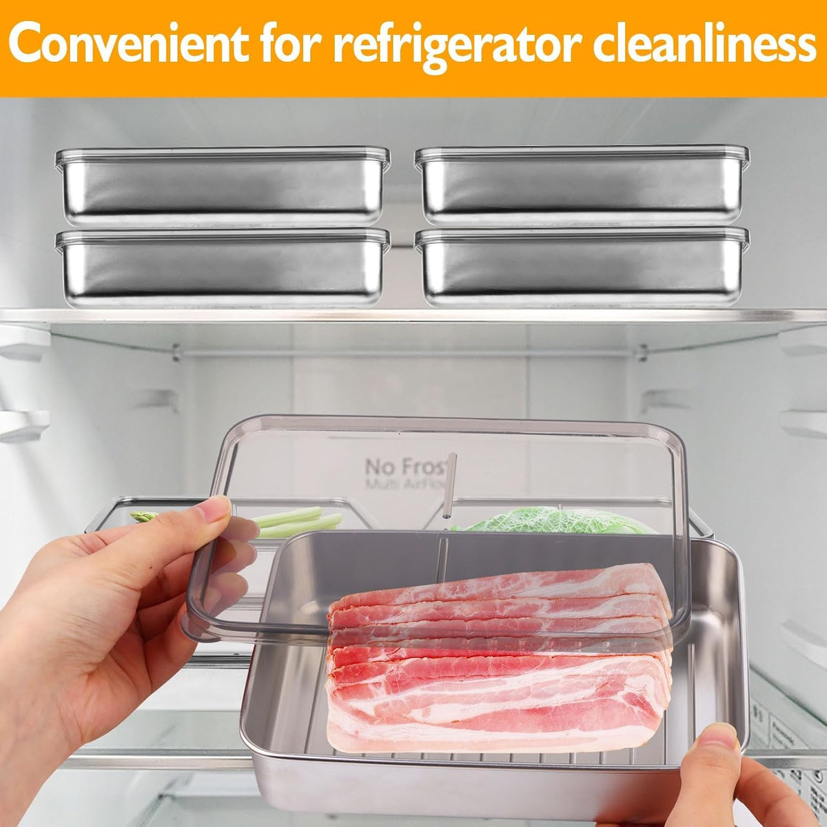 UNVSTIAR bacon container showing ribbed bottom tray inside