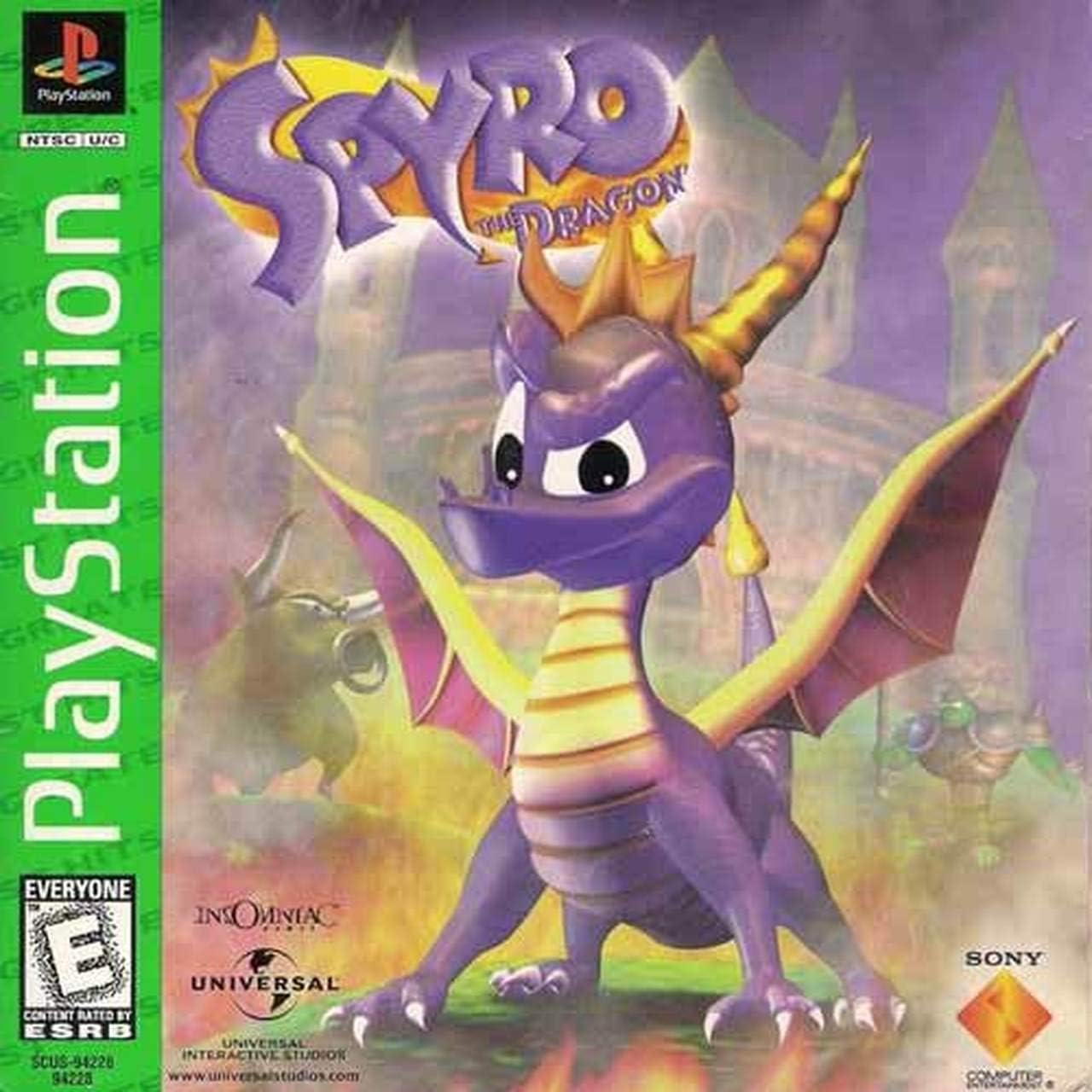 SIE Spyro Year of the Dragon PlayStation 1 game disc front cover view.
