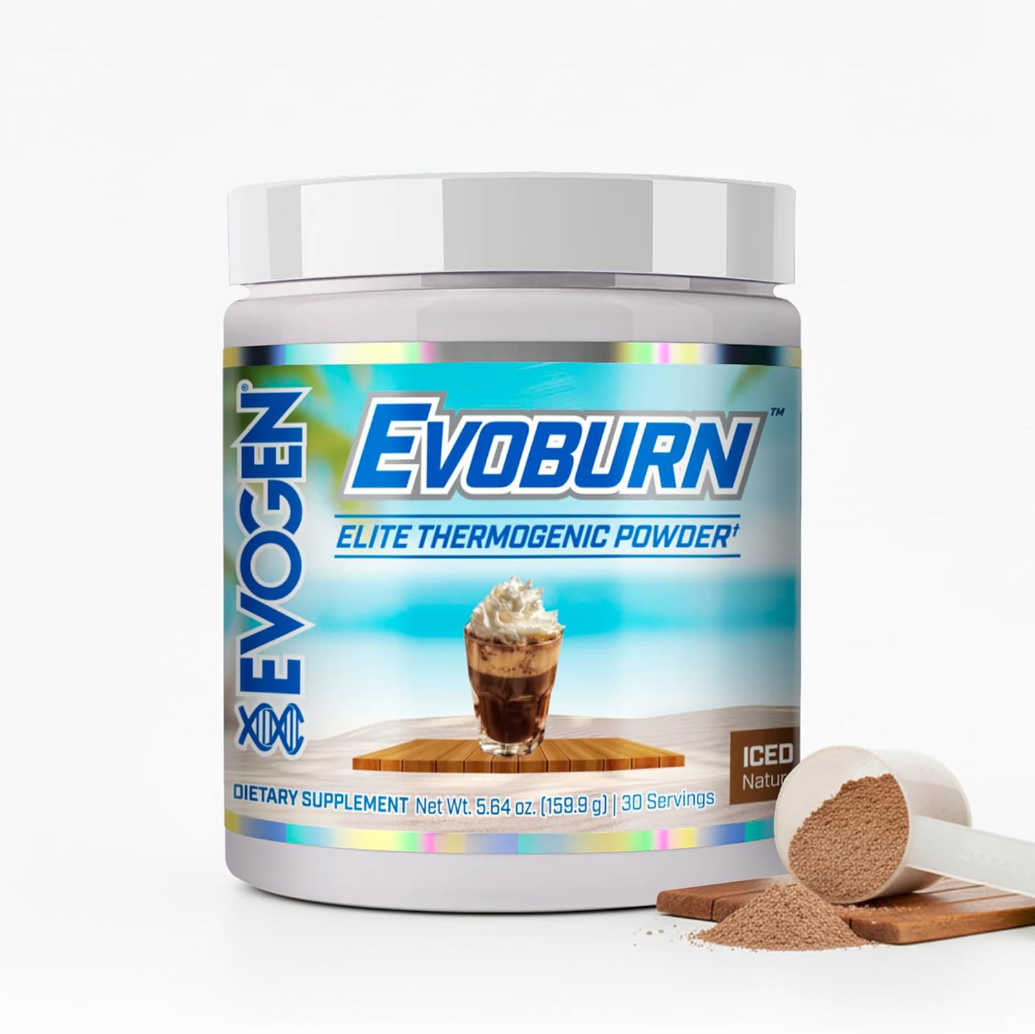 Evogen Evoburn thermogenic fat burner powder in Iced Mocha Coffee flavor