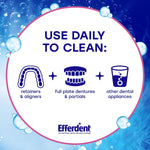 Efferdent cleaning kit demonstrated with a clear retainer