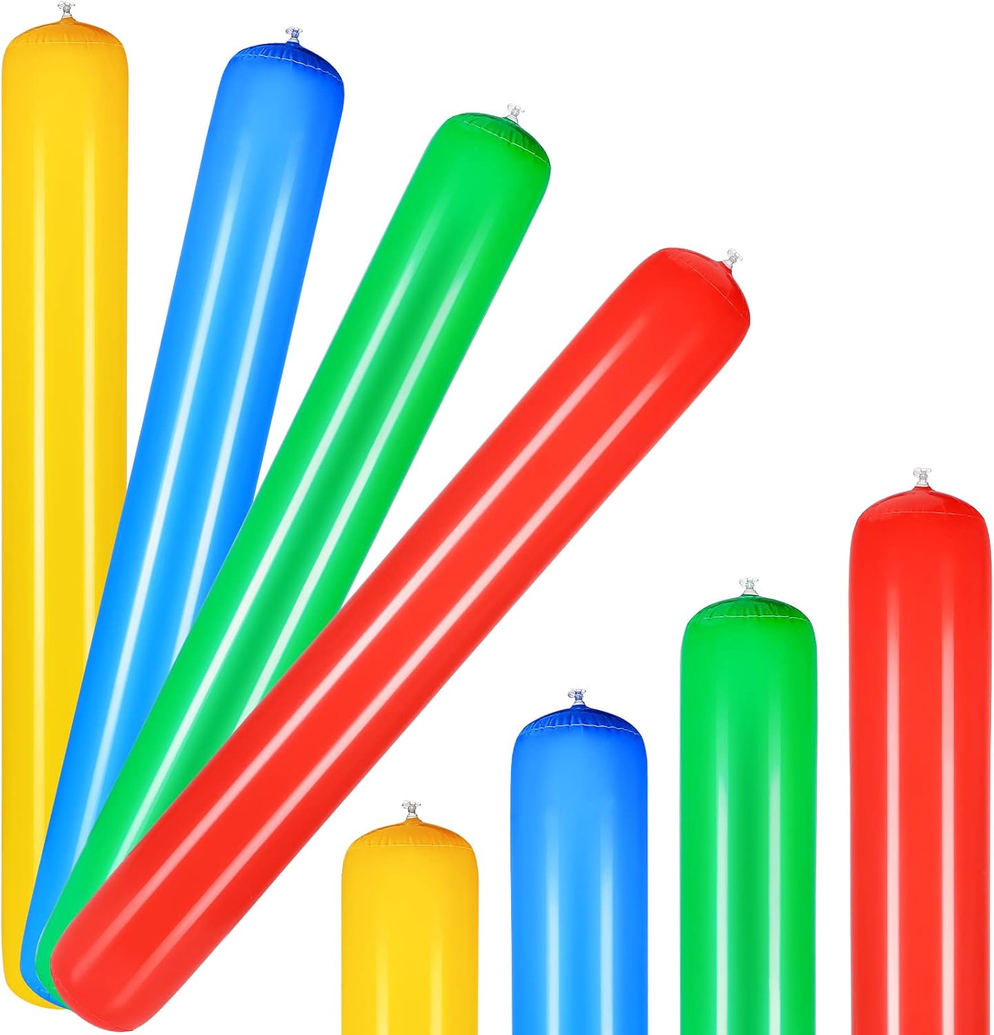 Deekin inflatable pool noodles front view showing four vibrant colors