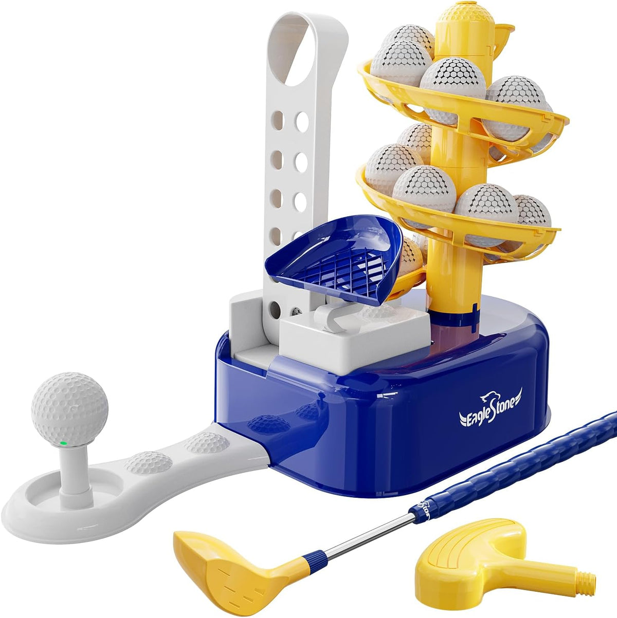 EagleStone toddler golf set with foot pedal launcher front view