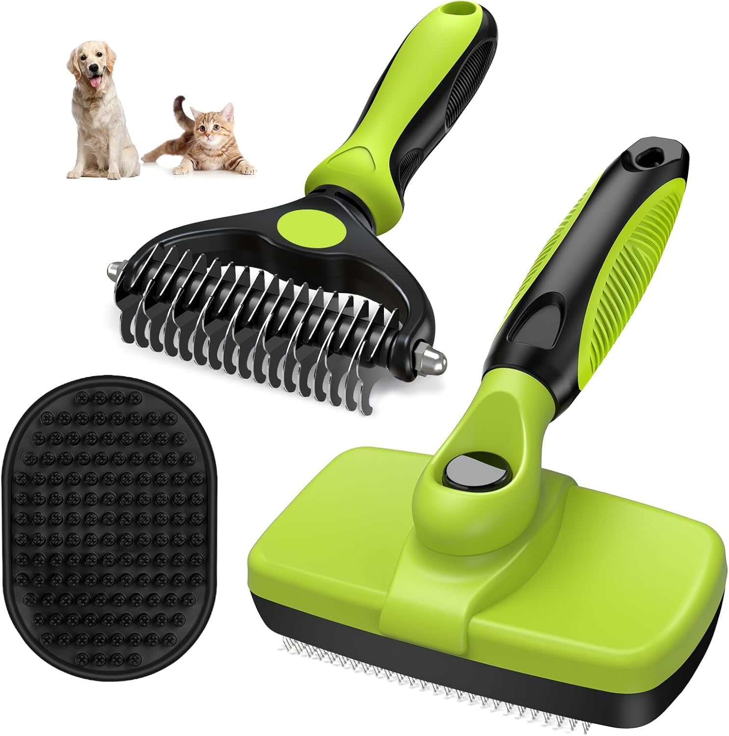 STALTWO 3PCS Self Cleaning Slicker Brush front view pet grooming tool