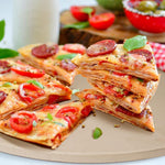 Burly Grill baking stone with freshly baked pizza