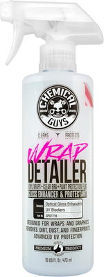 Chemical Guys Wrap Detailer Gloss Enhancer 16 fluid ounce front view bottle showcasing the branding and product label