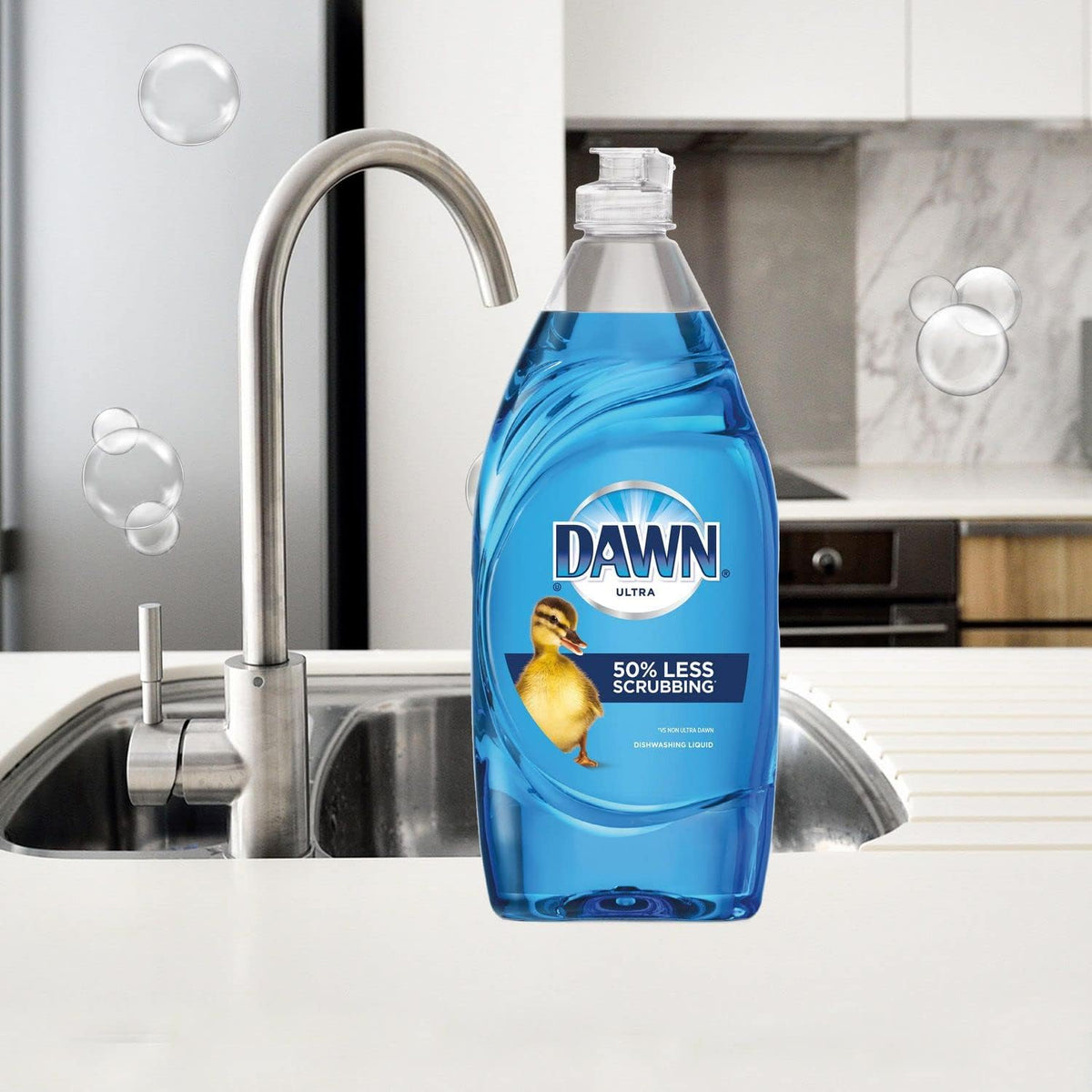 Dawn ultra dish soap bottle cap and packaging detail