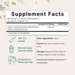 Micro Ingredients Organic Cordyceps Mushroom powder packaging supplement facts label