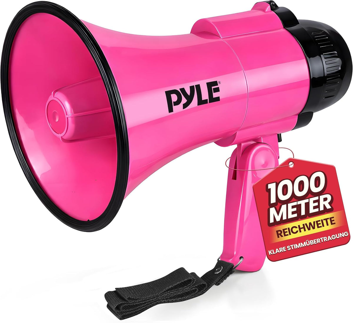 Pyle Portable Megaphone Speaker Siren Bullhorn - Compact, Battery Operated, 30W Power, Microphone, 2 Modes, PA Sound, 1200 Yards Range, Foldable Handle for Cheerleading and Police Use - (Silver) - Image 11