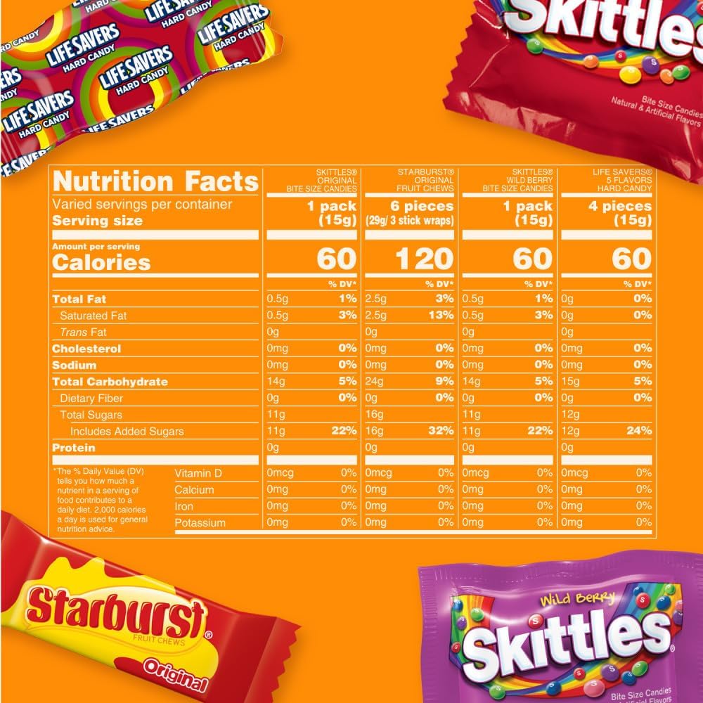 Wrigley's assorted fun size candy packs arranged neatly outside the main packaging.
