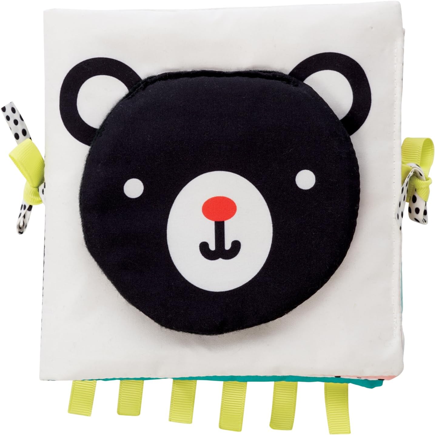 Manhattan Toy Wimmer Seek And Peek Book front view showing high contrast black and white newborn graphics