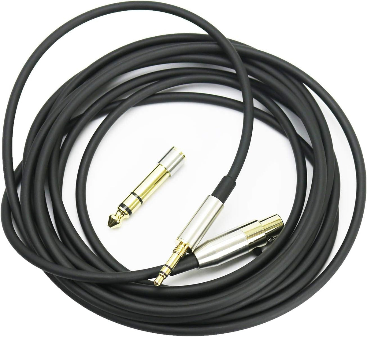 NewFantasia audio upgrade cable connected to studio headphones