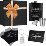 QsiuYbng 7 Piece Godfather Proposal Gift Set showcasing the complete black magnetic box contents on a clean background.