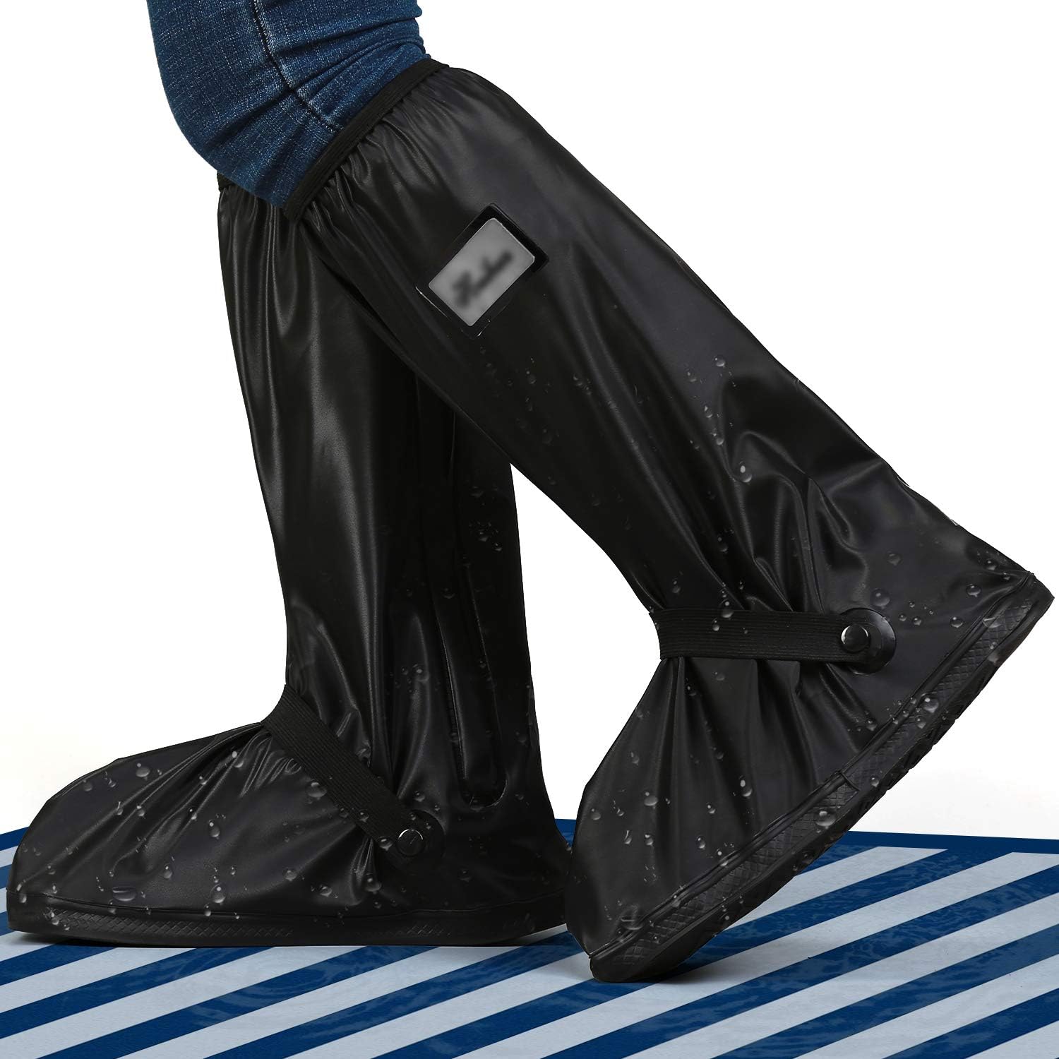 Juspro waterproof rain boot shoe cover front view with reflector