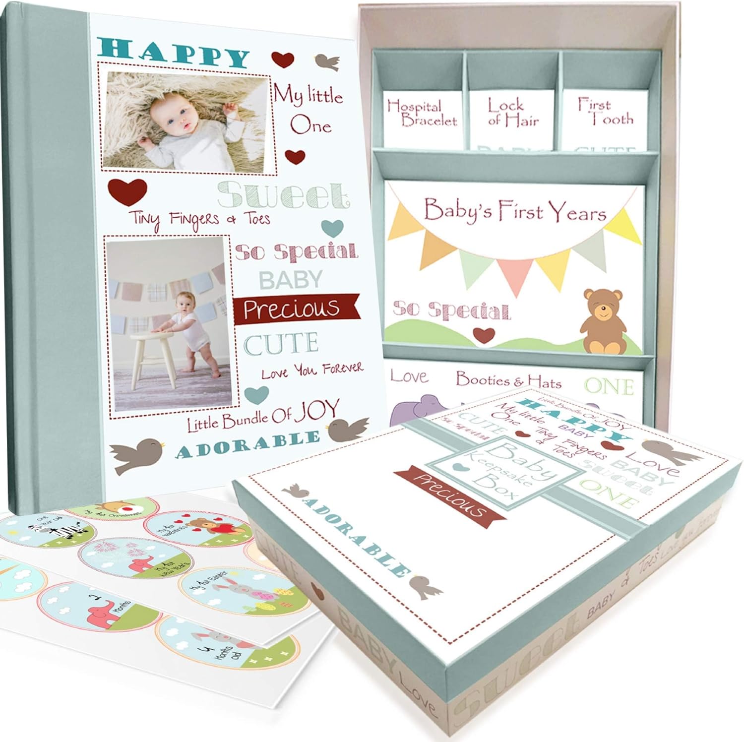 Next Mommy baby memory book with keepsake box and stickers front view