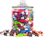 Six flavors of mini chew candies arranged together for party favors