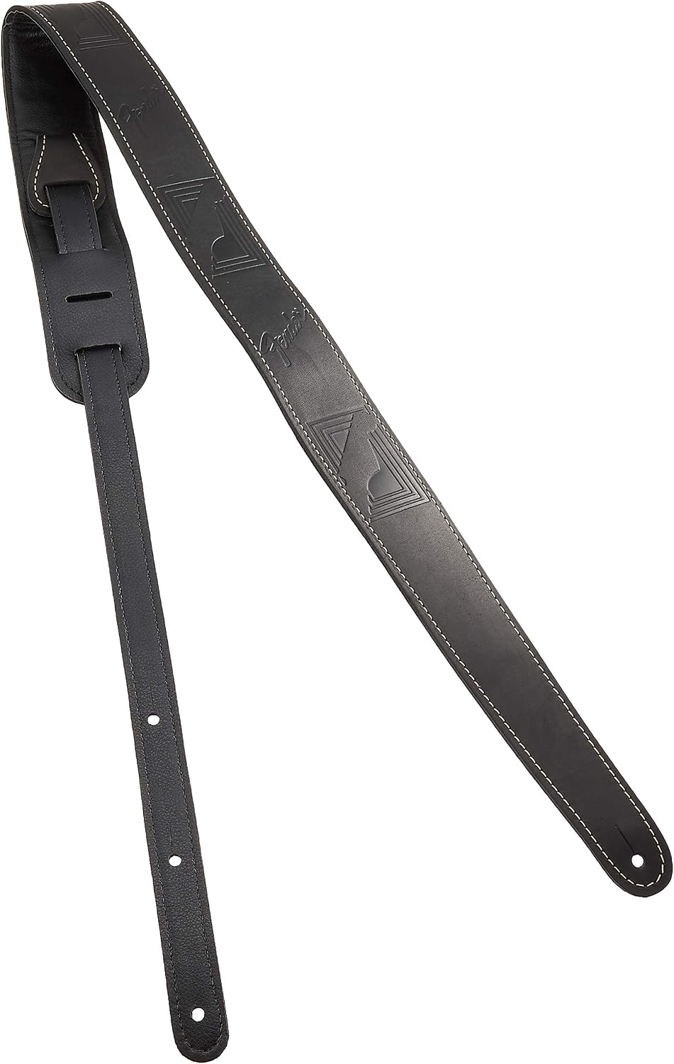 Fender Leather Monogrammed Guitar Strap front view black accessory