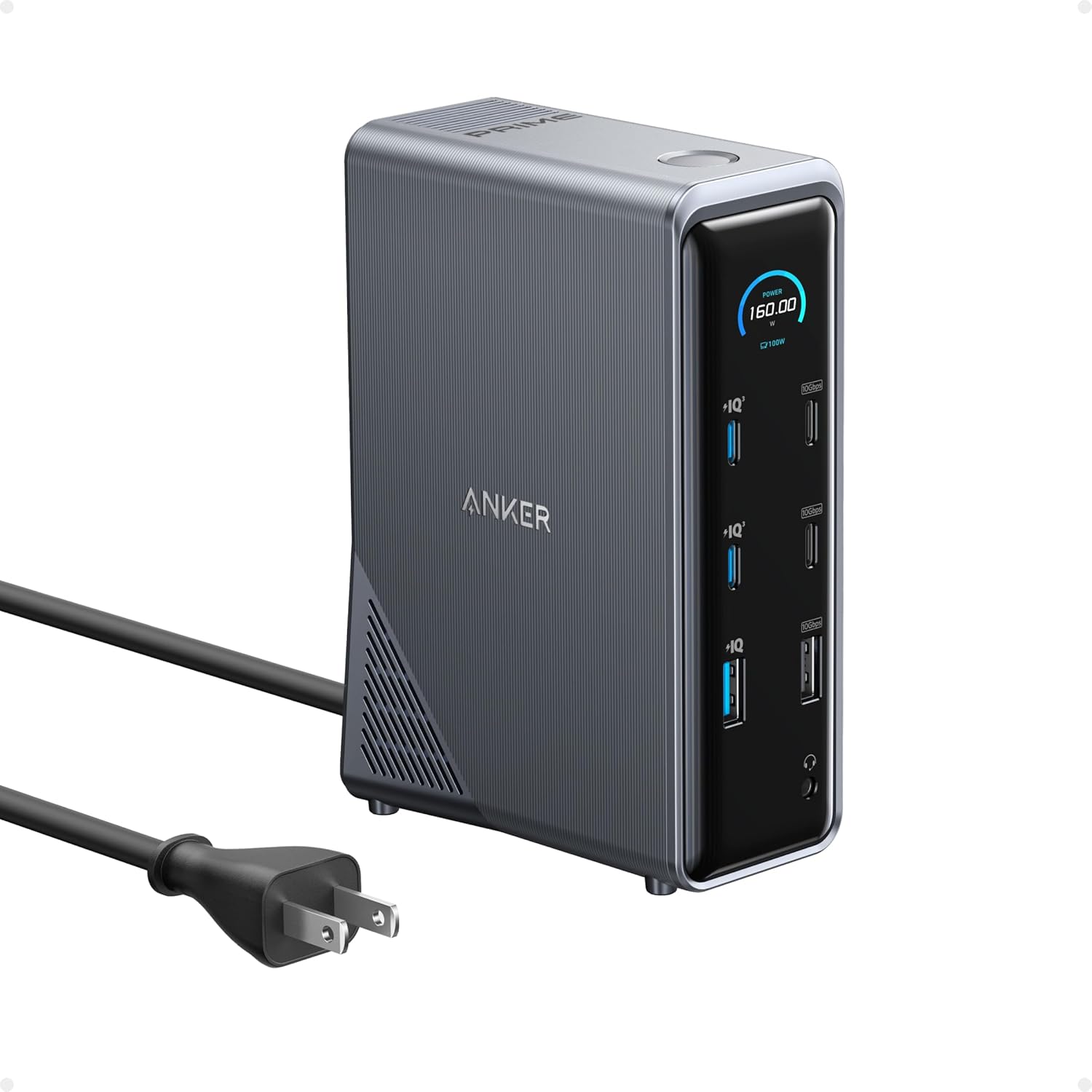 Anker Prime Charging Docking Station front view showing smart interface screen