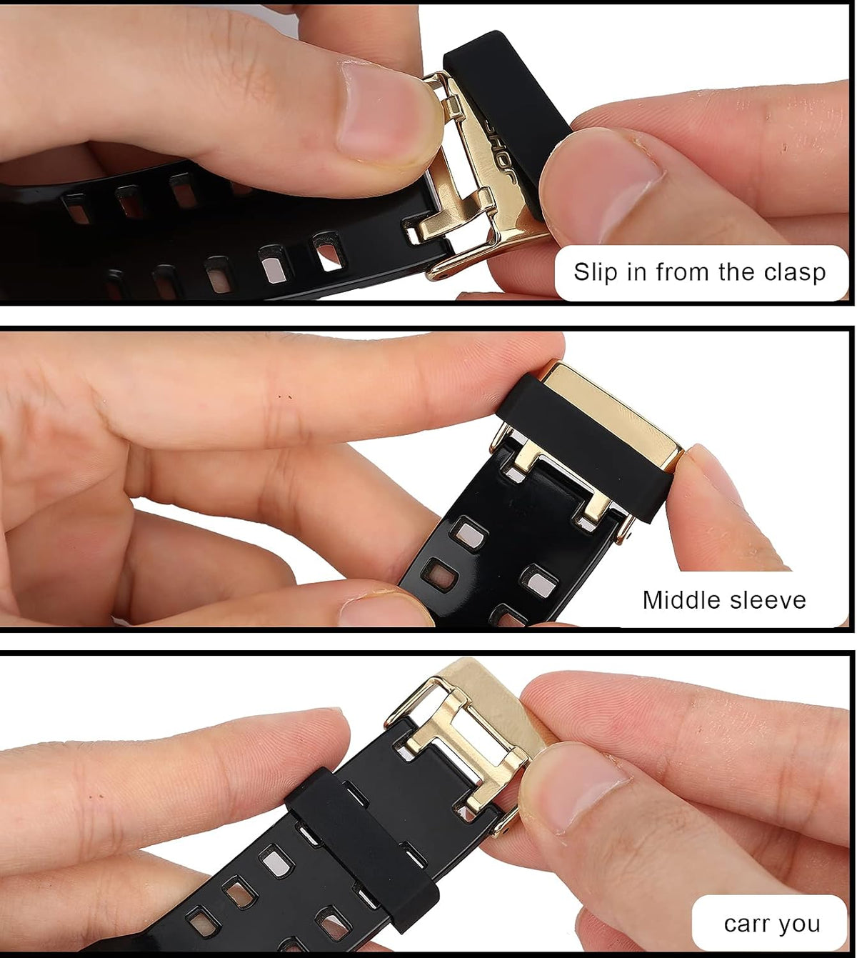 SAVITA black silicone loop strap holder in use