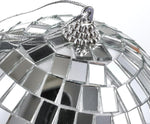 Close up view of the reflective mirror squares on the ball surface