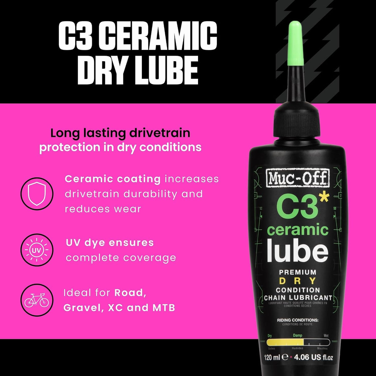 Muc-Off 120ml bike lubricant back label details