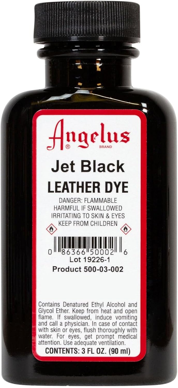 Angelus leather dye applied on black leather boots