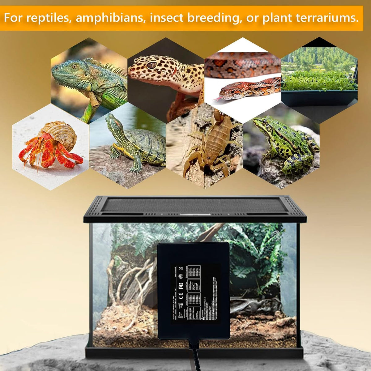 Fipasen under tank heating pad for gecko and lizard habitat