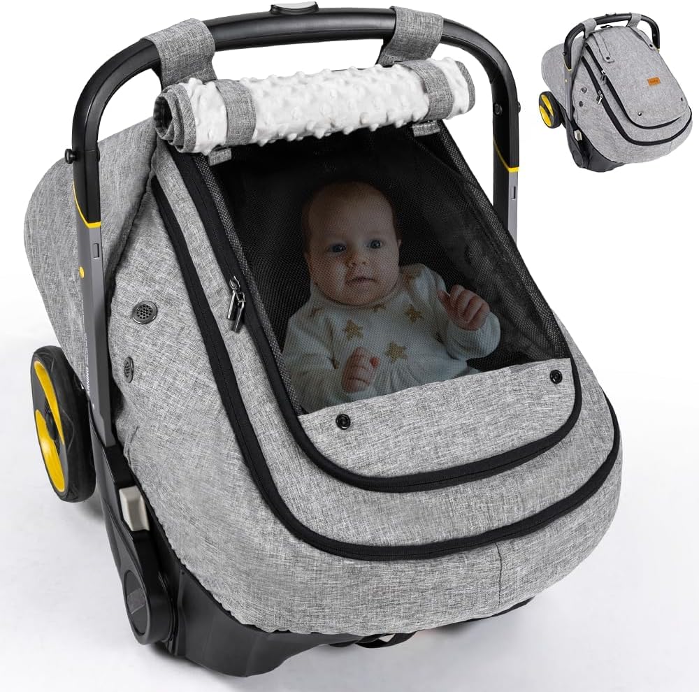 Bioby Waterproof Baby Car Seat Cover front view on an infant carrier
