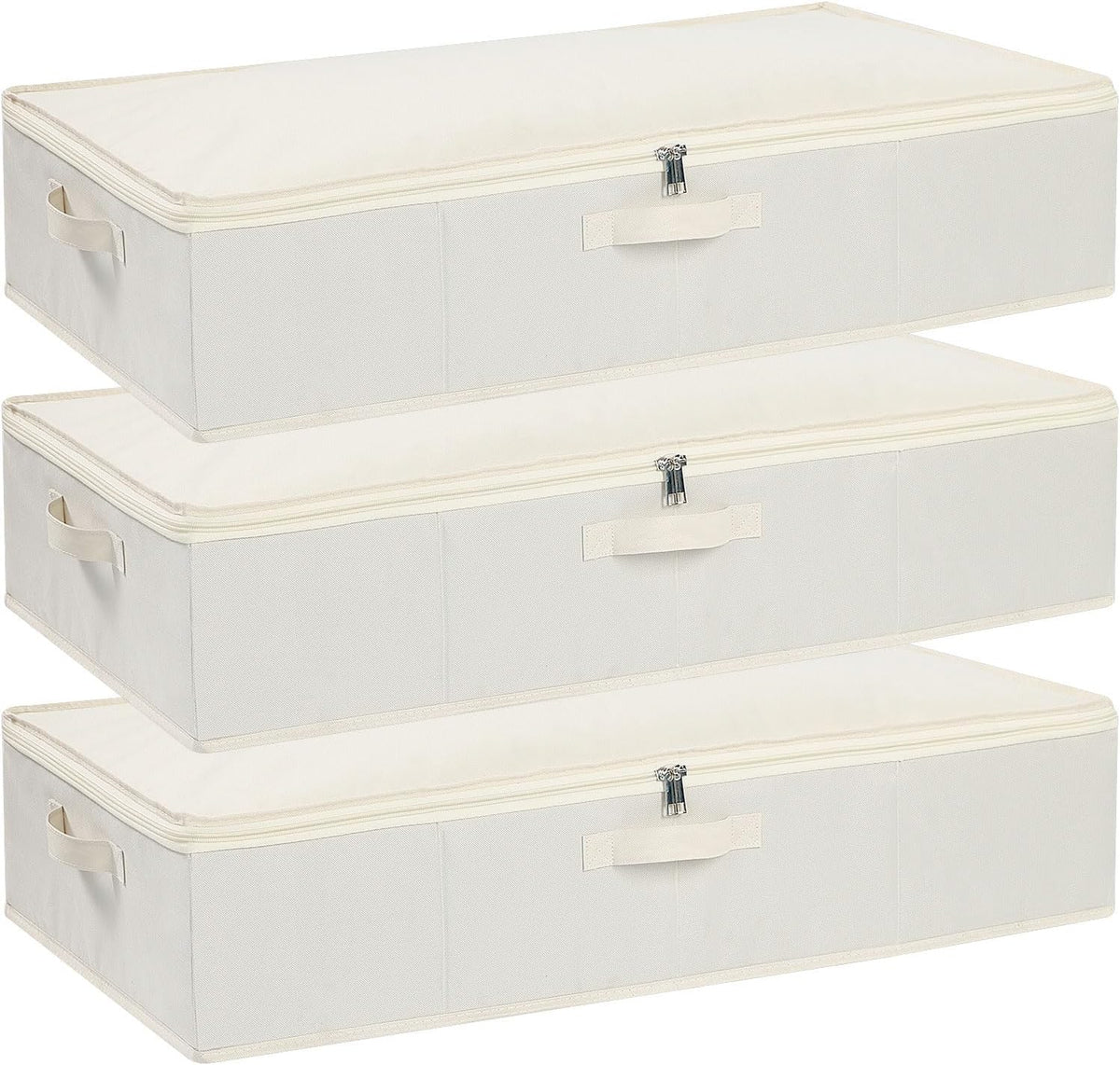 Underbed Storage Organizers,Beige,2 Pack,23.6x11.8x5.9 Inch | Under Bed Storage Container with Lids,Fabric Boxes,Drawer Organizer Bags,Foldable Baskets for Bedroom - Image 12