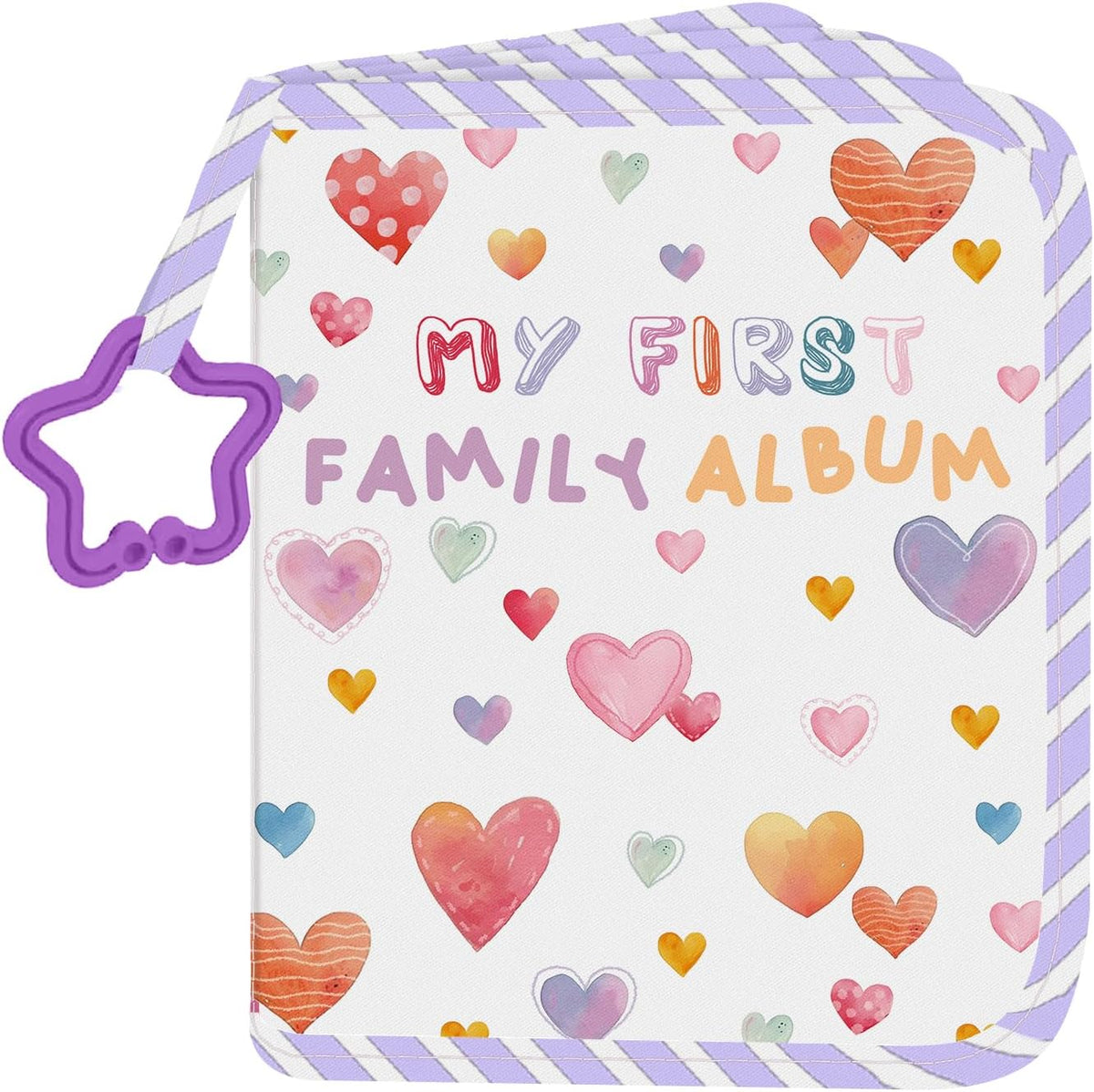 XYDHQS soft baby photo album front view showing raining hearts cover design