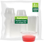 Freshware Plastic Portion Cups With Lids 2 Ounce front view