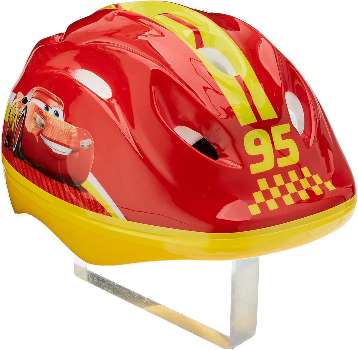 Disney Mondo Cars Kids Bicycle Helmet front view showcasing red Lightning McQueen graphics