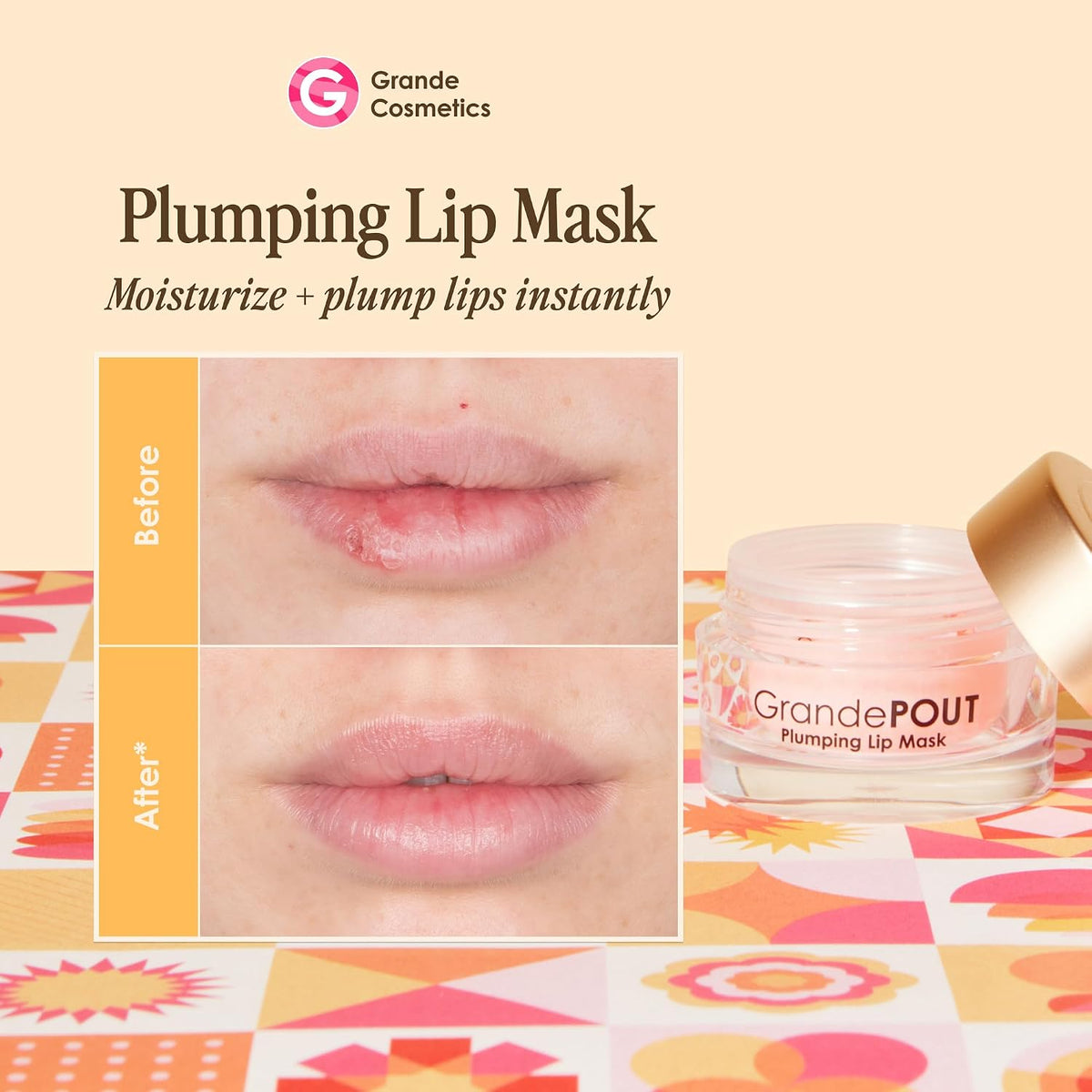 Grande Cosmetics GrandePOUT Plumping Lip Mask jar packaging and label