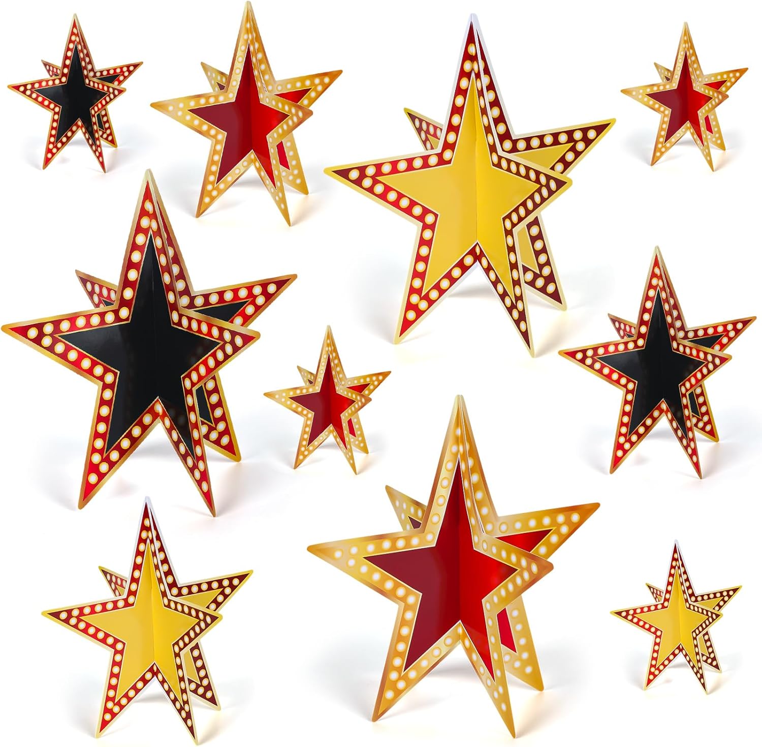 Sinload 45 Pcs 3D Glitter Star Decorations front view