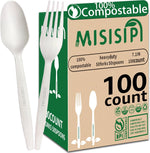 MISISIPI compostable forks and spoons front view eco friendly disposable cutlery set